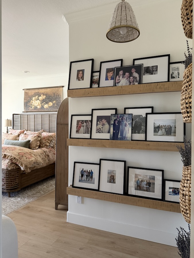 Primary bedroom gallery wall